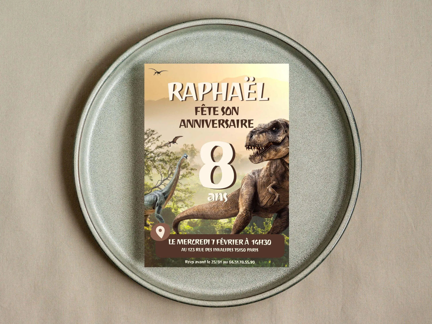 Invitations personnalisées anniversaire DINOSAURE