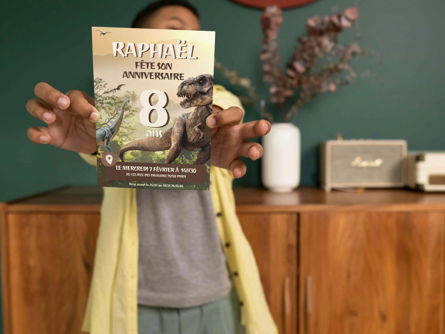 Invitations personnalisées anniversaire DINOSAURE