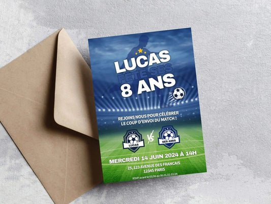 Invitations personnalisées anniversaire FOOTBALL