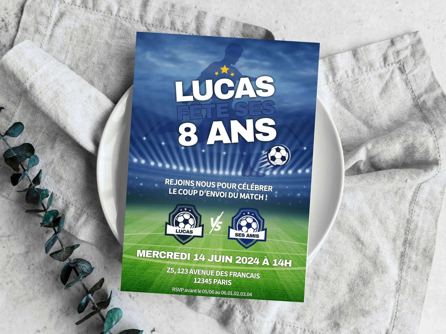 Invitations personnalisées anniversaire FOOTBALL