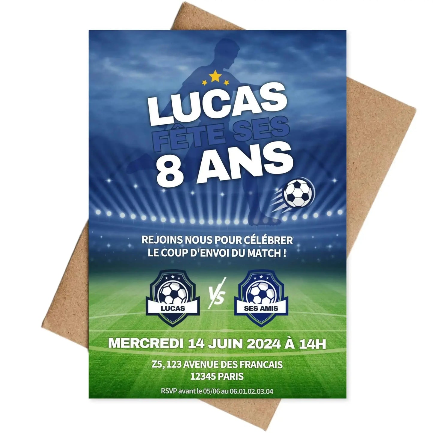 Invitations personnalisées anniversaire FOOTBALL