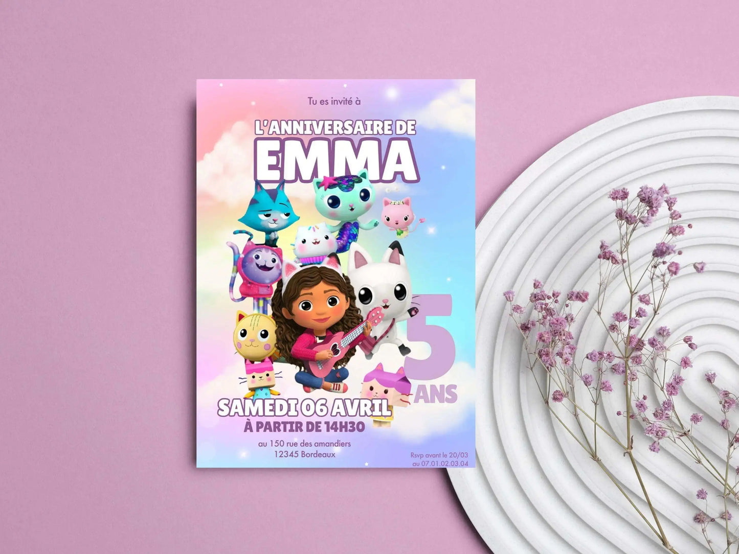 Invitations personnalisées anniversaire GABBY ET LA MAISON MAGIQUE