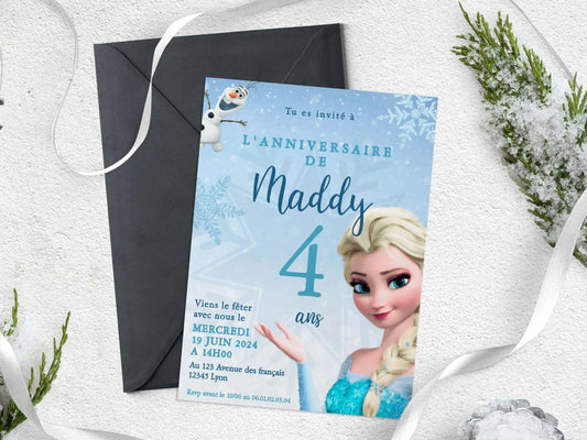 Invitations personnalisées anniversaire LA REINE DES NEIGES