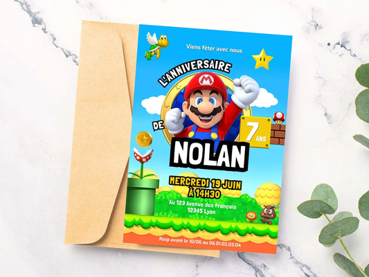 Invitations personnalisées anniversaire MARIO
