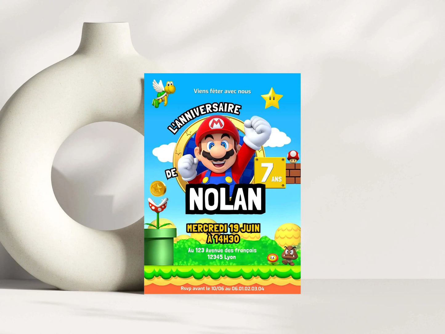 Invitations personnalisées anniversaire MARIO