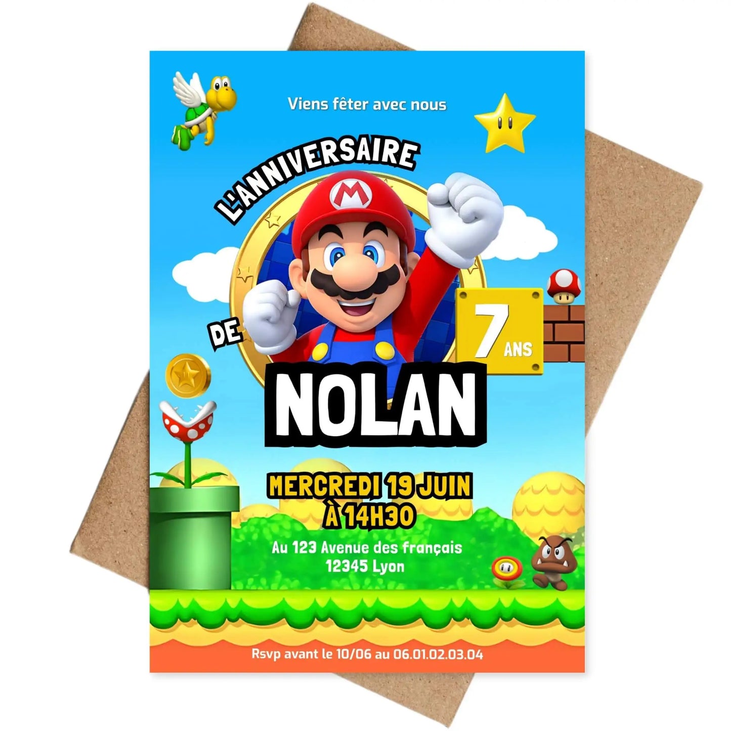 Invitations personnalisées anniversaire MARIO