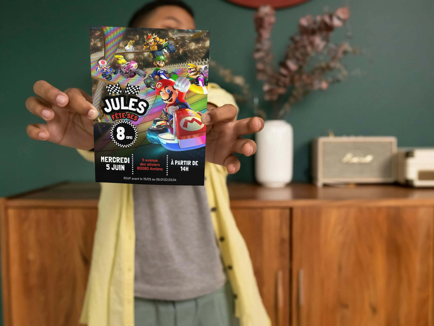Invitations personnalisées anniversaire MARIO KART