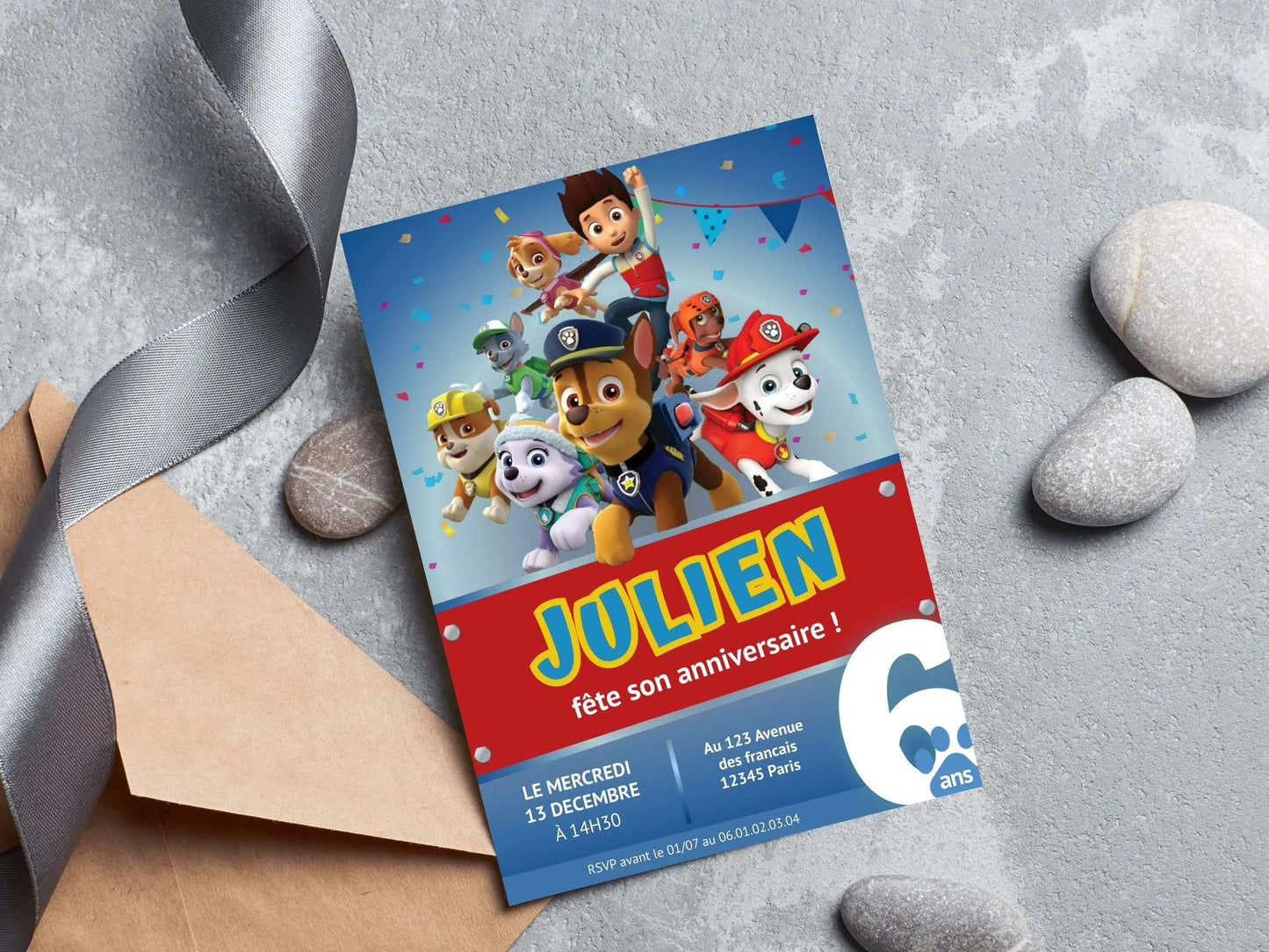 Invitations personnalisées anniversaire PAT'PATROUILLE
