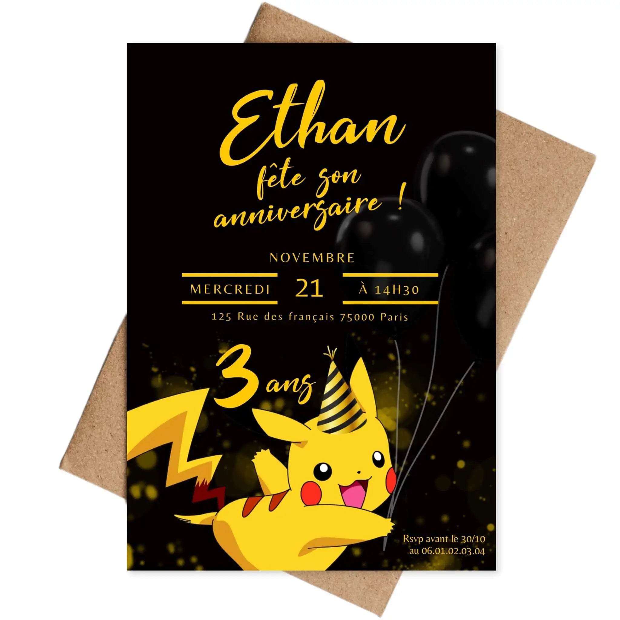 Personalized POKEMON Pikachu Birthday Invitations Papettelie Personalized POKEMON Pikachu Birthday Invitations Papettelie
