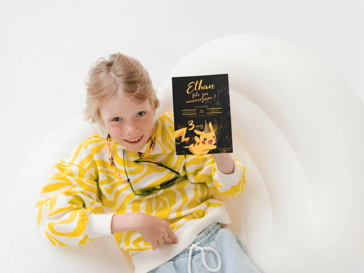 Invitations personnalisées anniversaire PIKACHU POKEMON