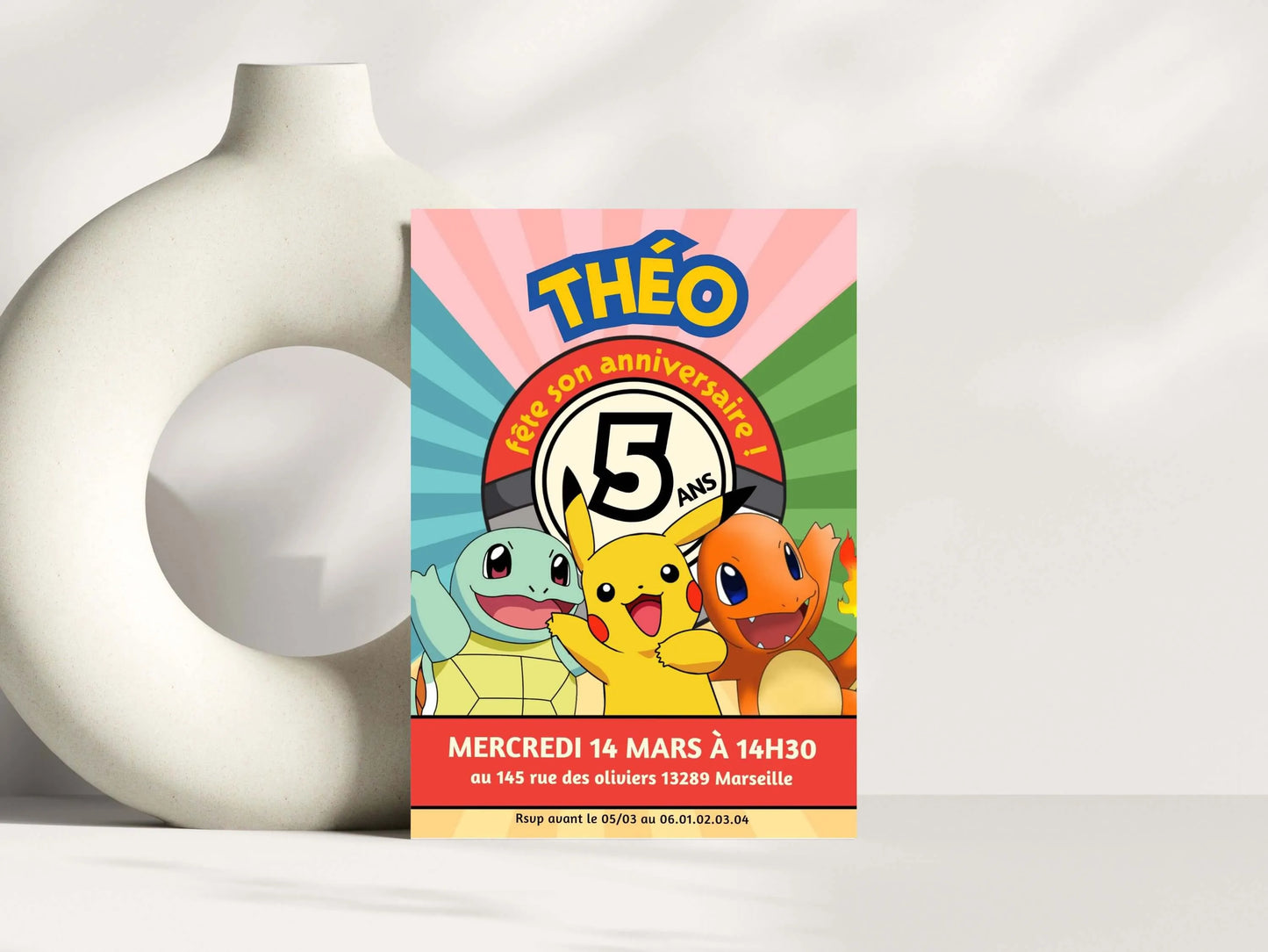 Invitations personnalisées anniversaire POKEMON