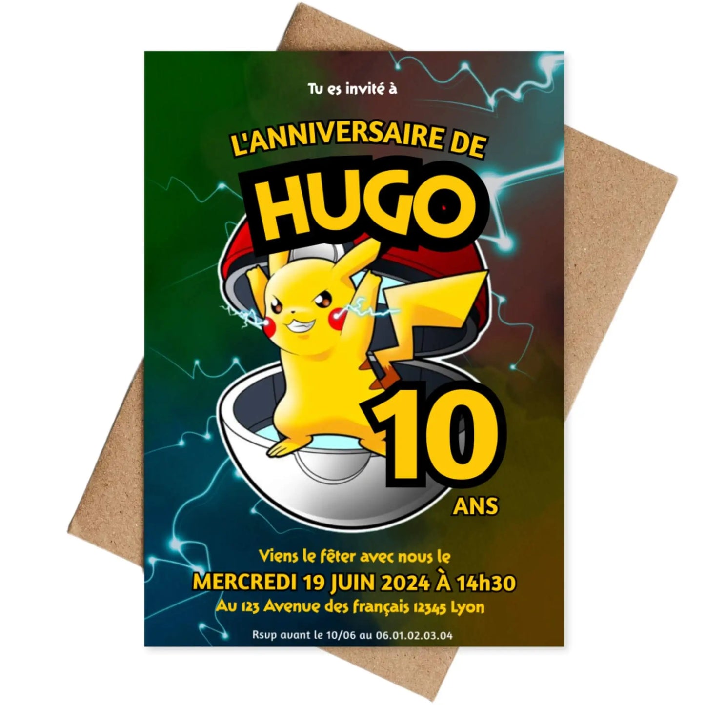 Invitations personnalisées anniversaire POKEMON
