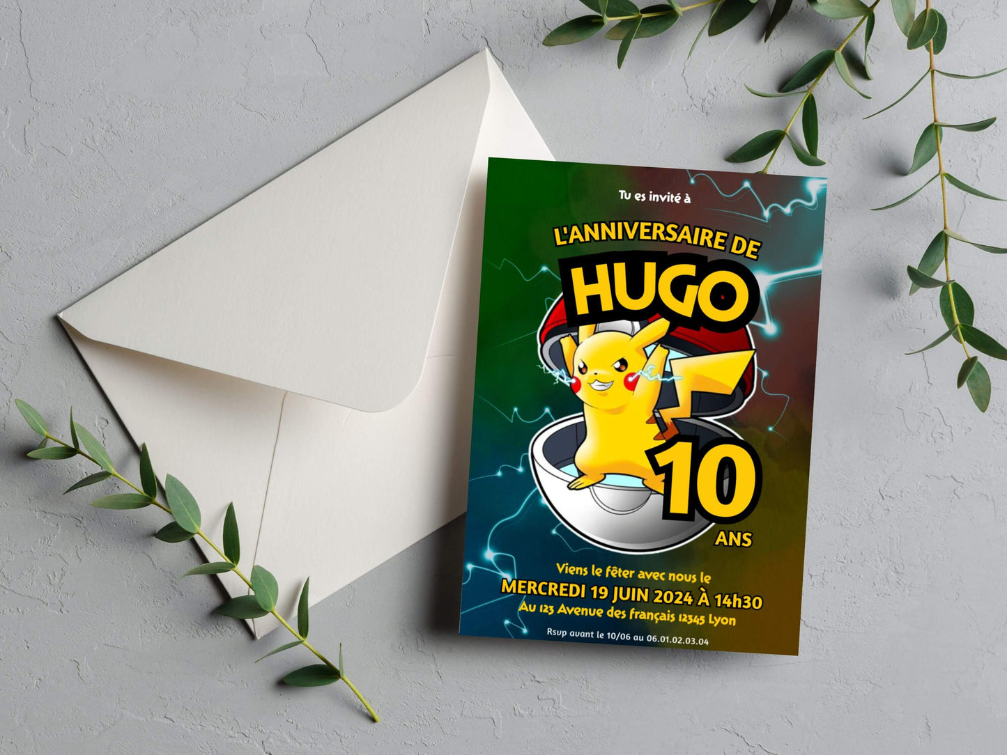 Invitations personnalisées anniversaire POKEMON