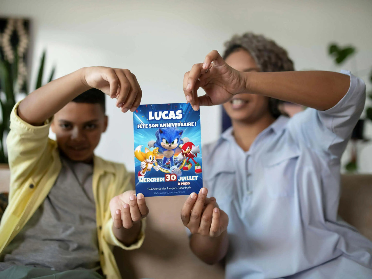 Invitations personnalisées anniversaire SONIC