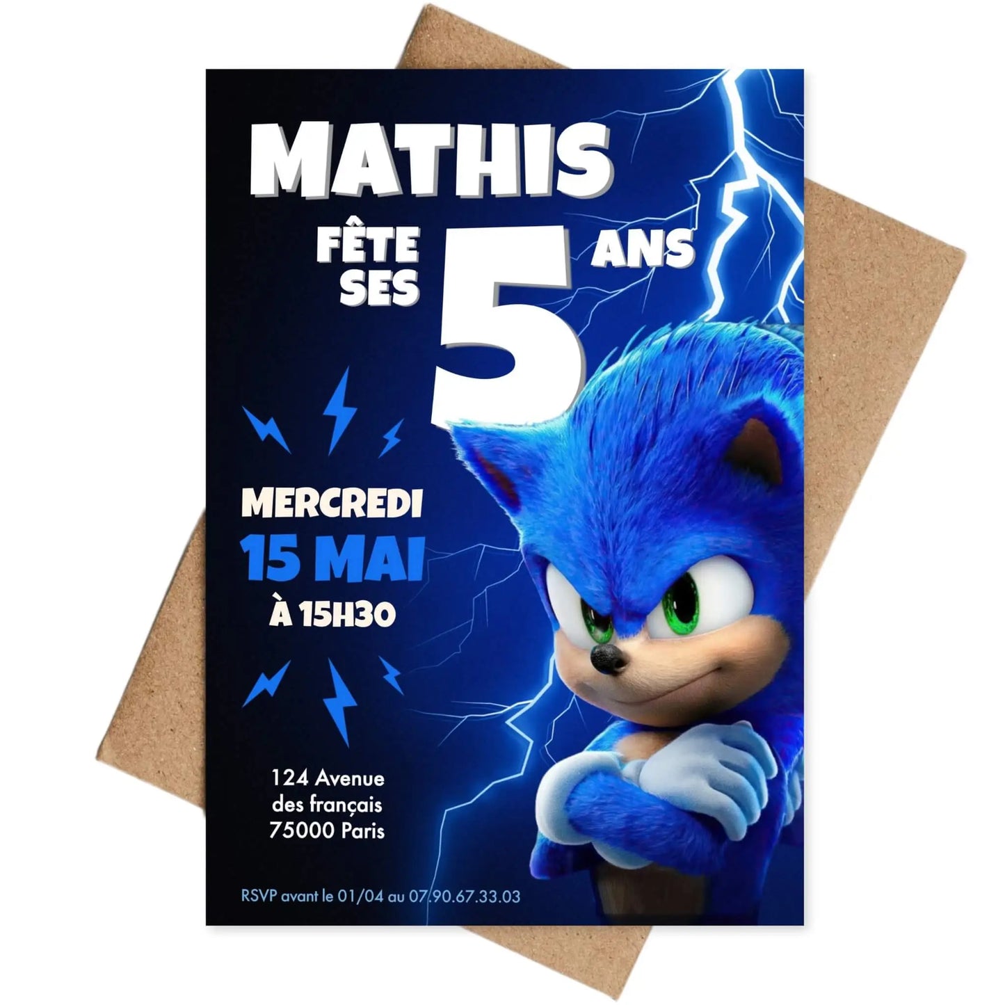 Invitations personnalisées anniversaire SONIC