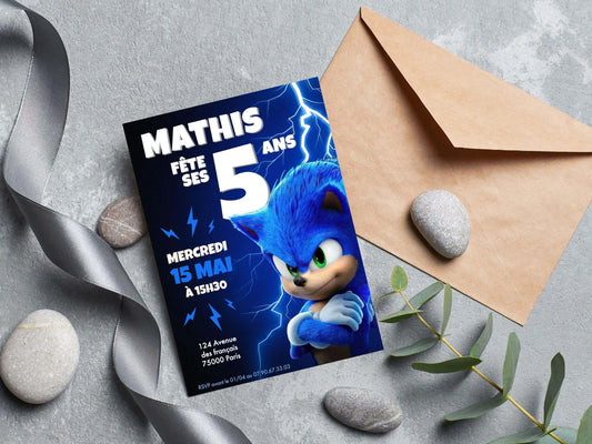 Invitations personnalisées anniversaire SONIC