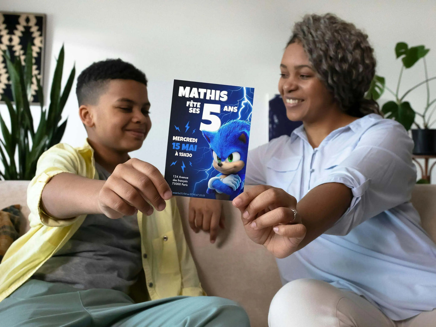 Invitations personnalisées anniversaire SONIC