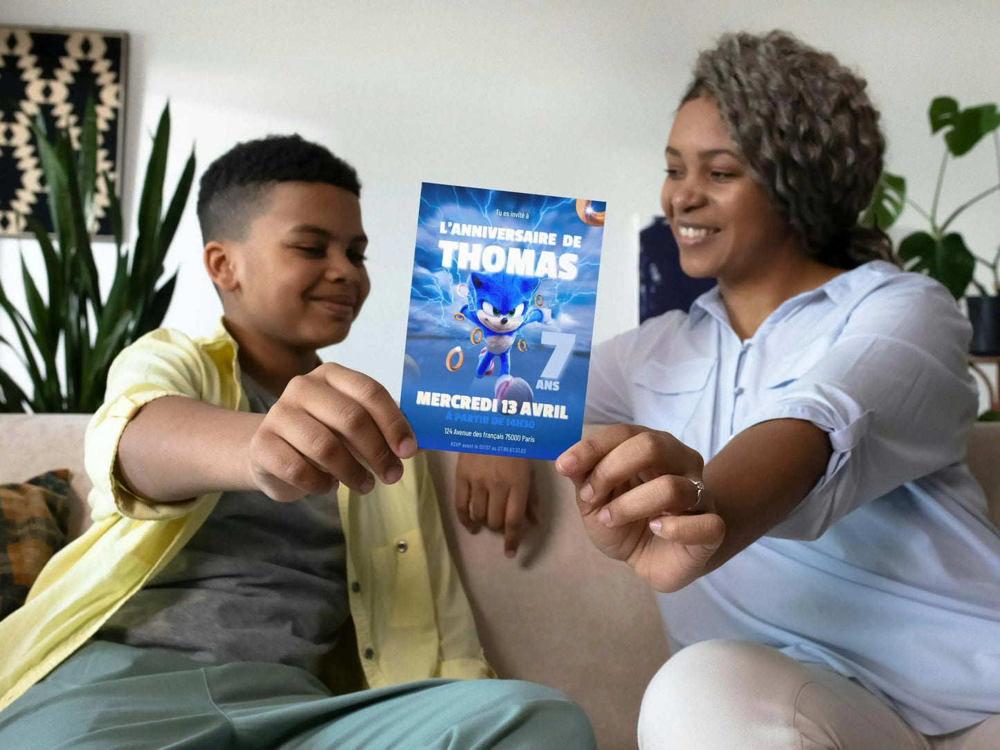 Invitations personnalisées anniversaire SONIC