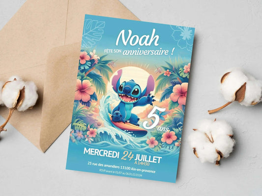 Invitations personnalisées anniversaire STITCH
