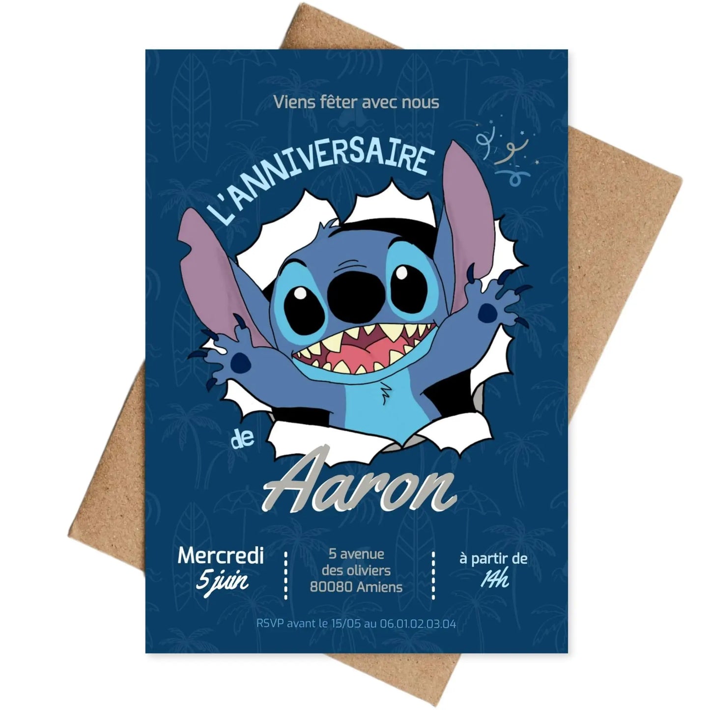 Invitations personnalisées anniversaire STITCH