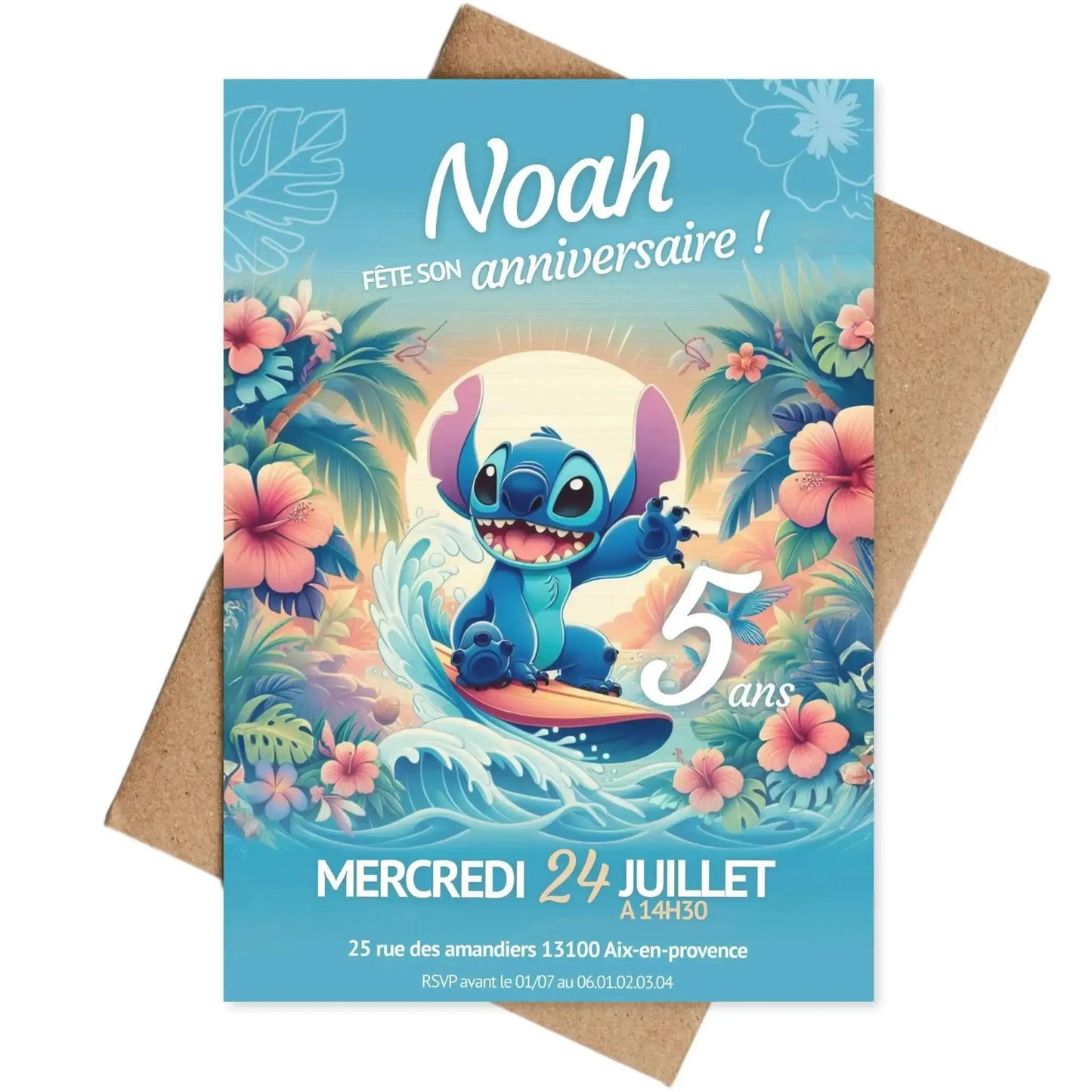Invitations personnalisées anniversaire STITCH