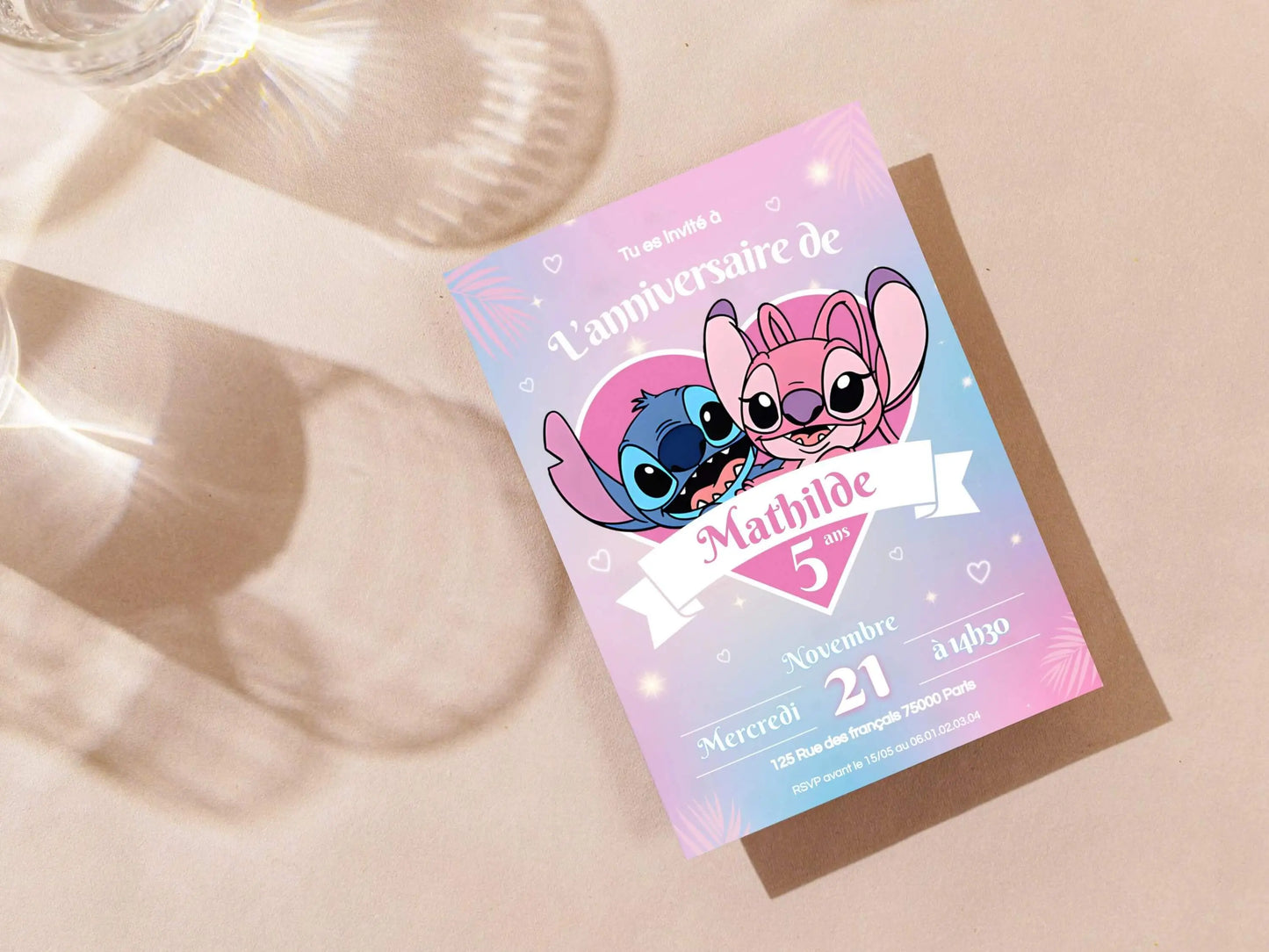 Invitations personnalisées anniversaire STITCH & ANGEL