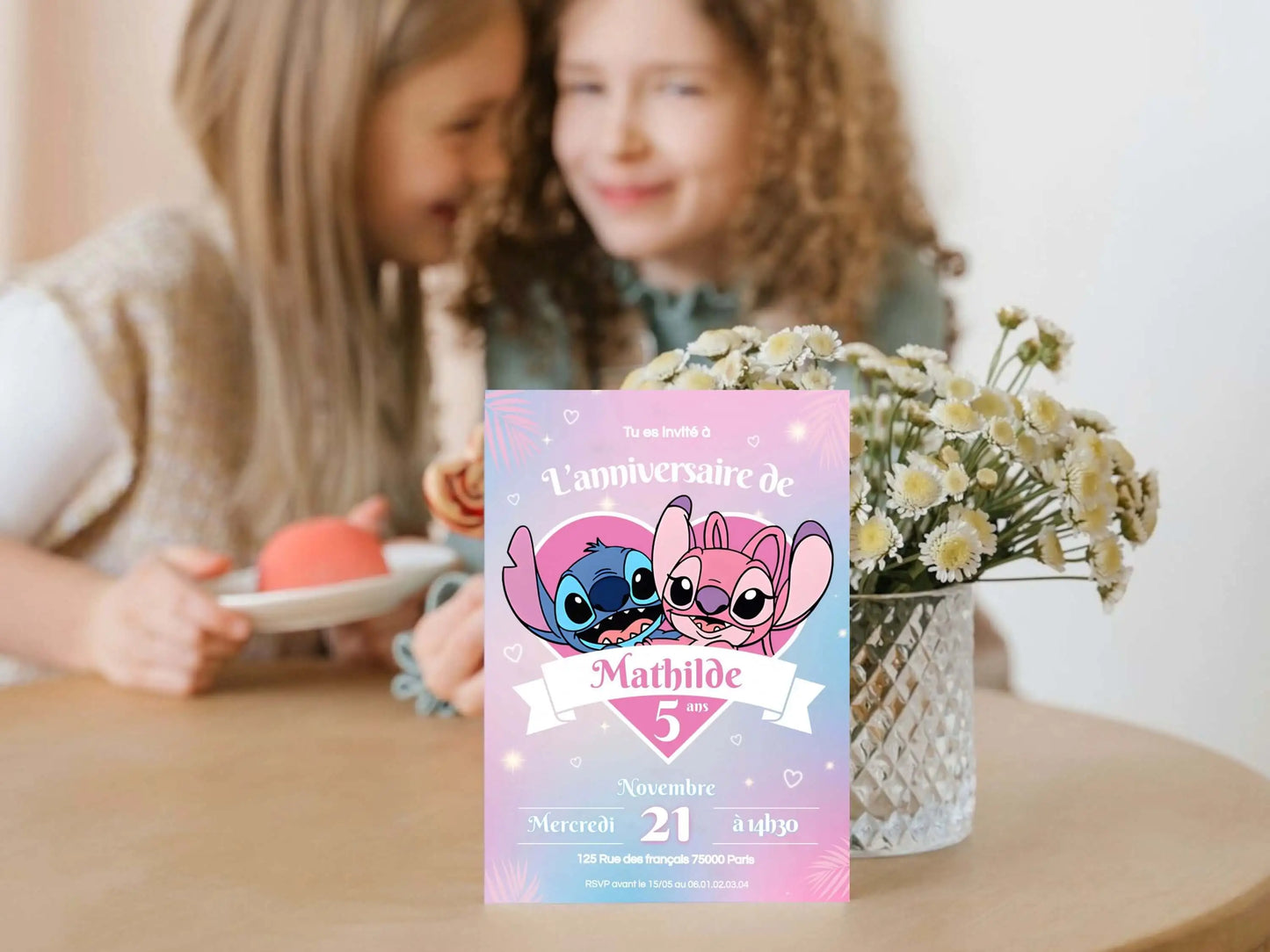 Invitations personnalisées anniversaire STITCH & ANGEL