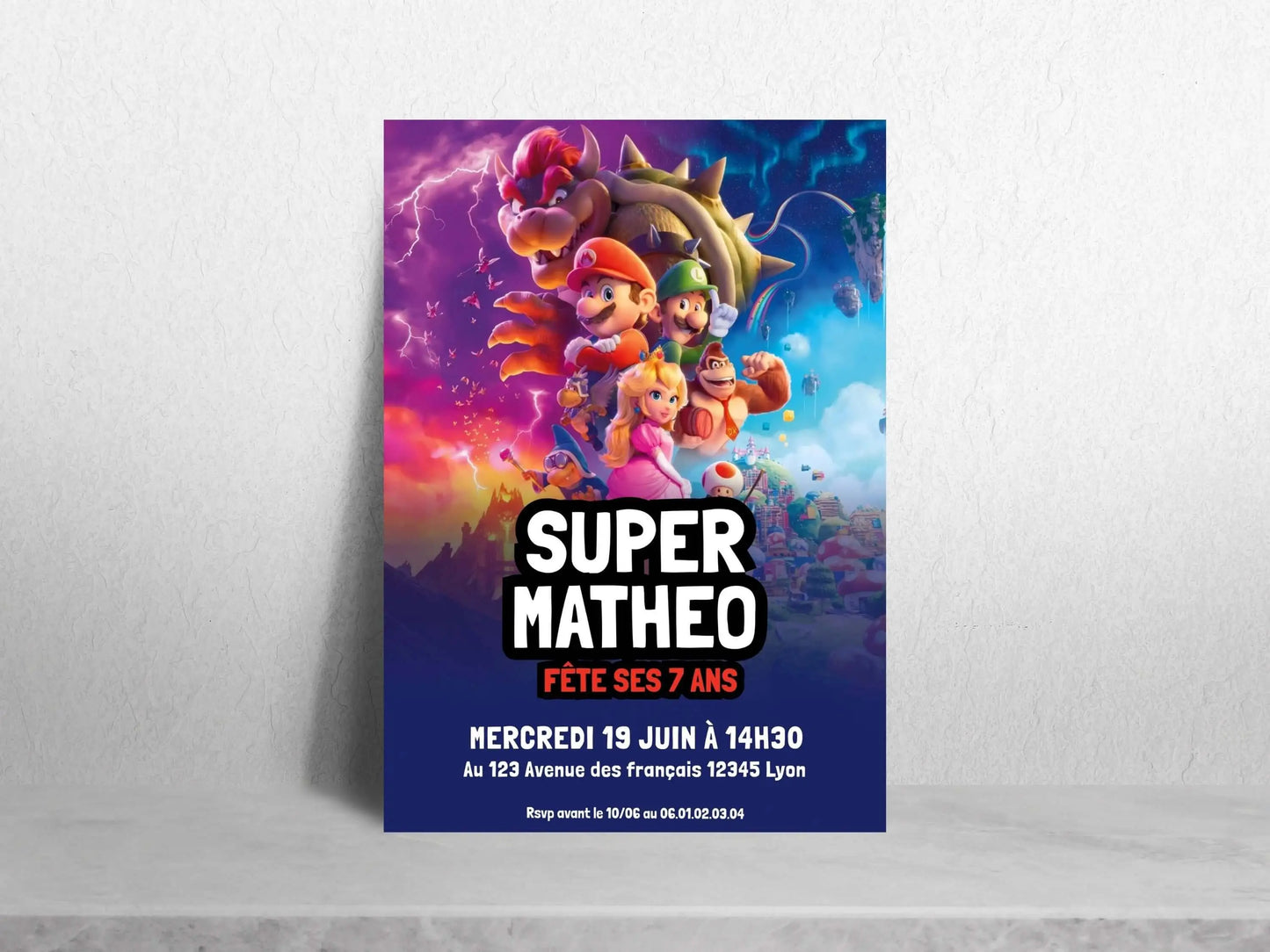 Invitations personnalisées anniversaire SUPER MARIO