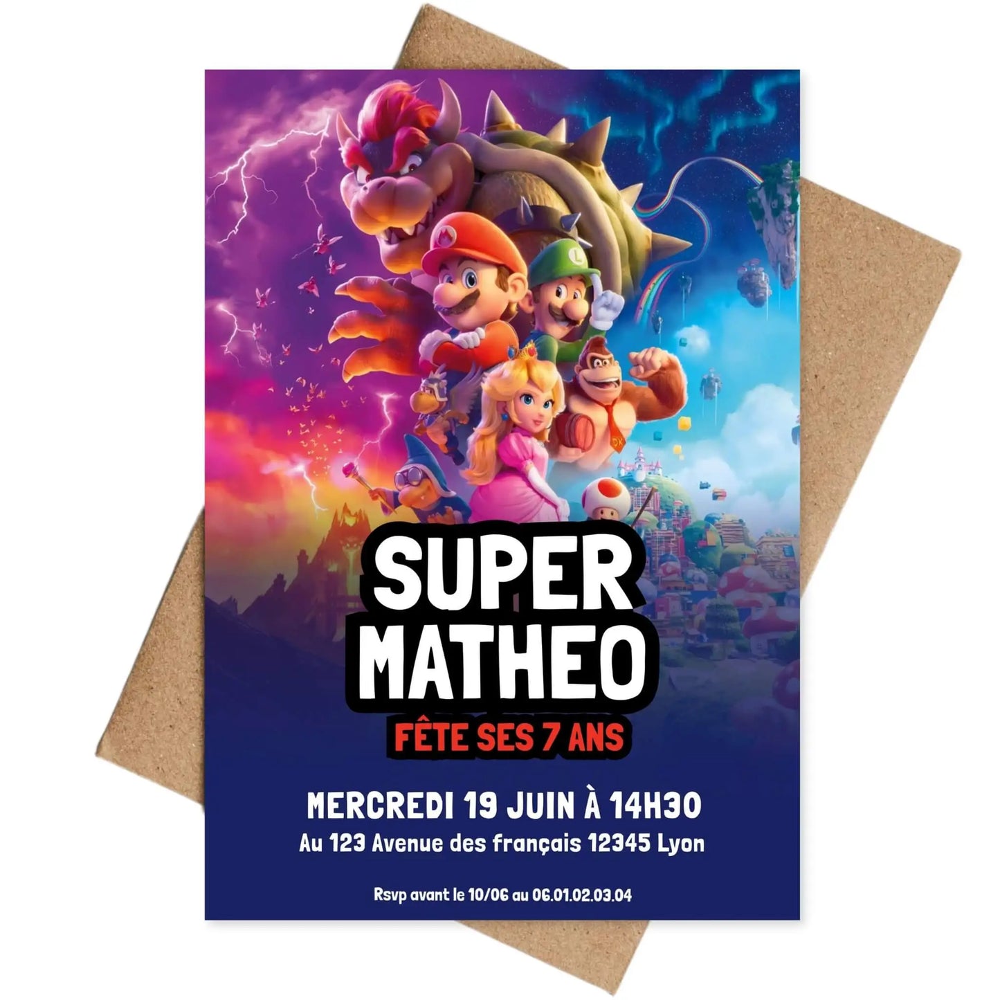 Invitations personnalisées anniversaire SUPER MARIO