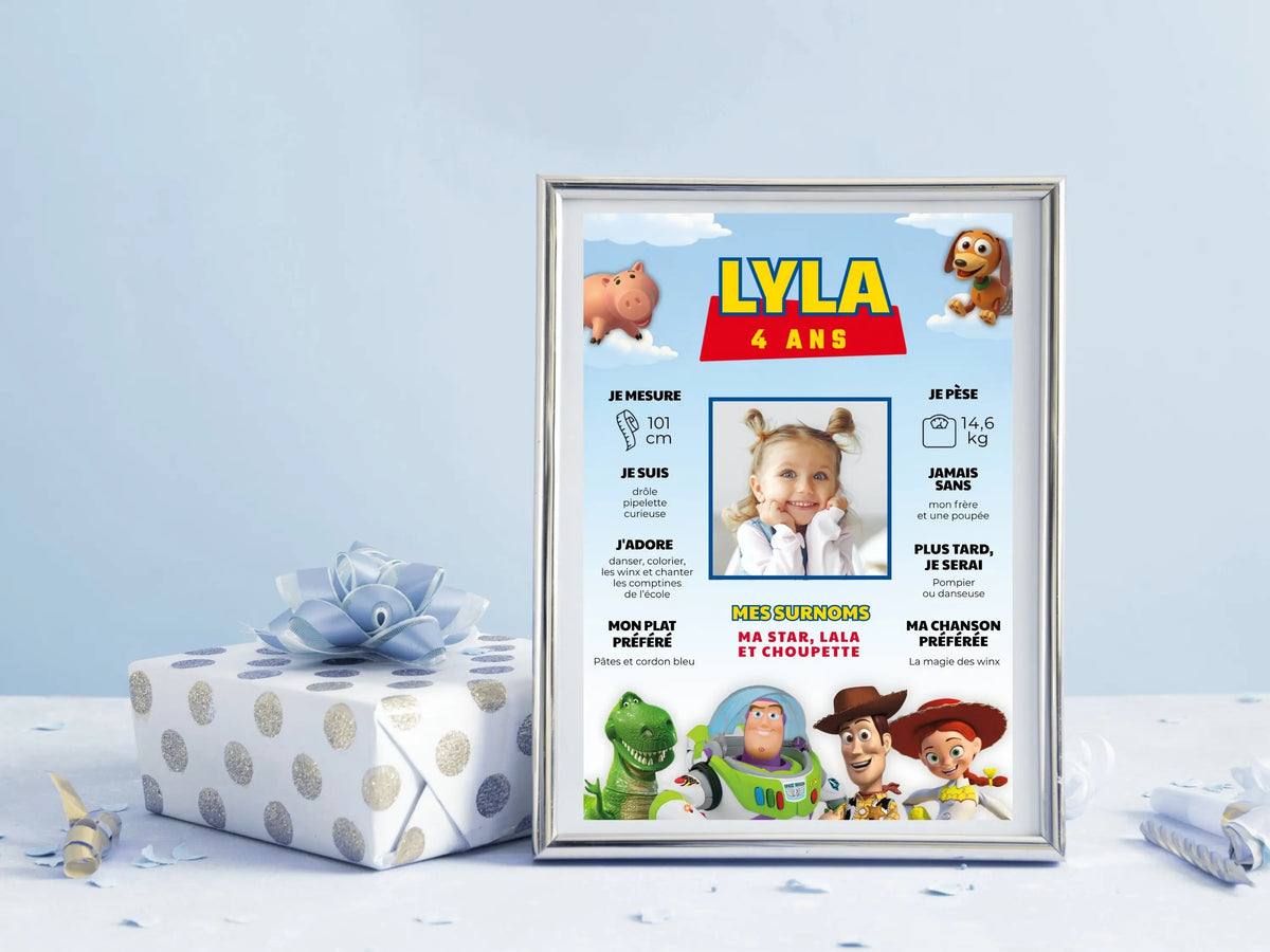 Affiche anniversaire personnalisée TOY STORY