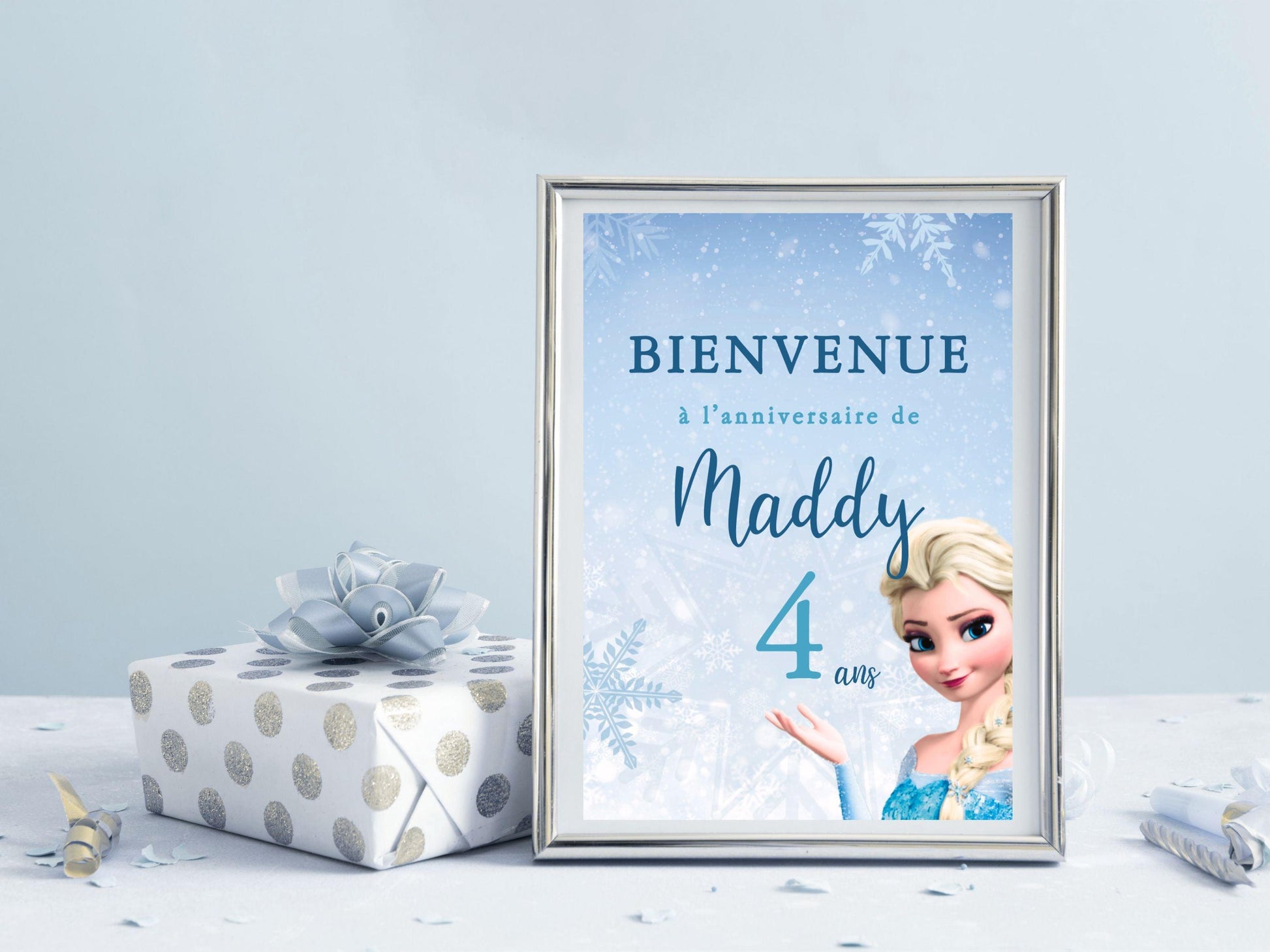 Affiche bienvenue personnalisée LA REINE DES NEIGES - Papettelie