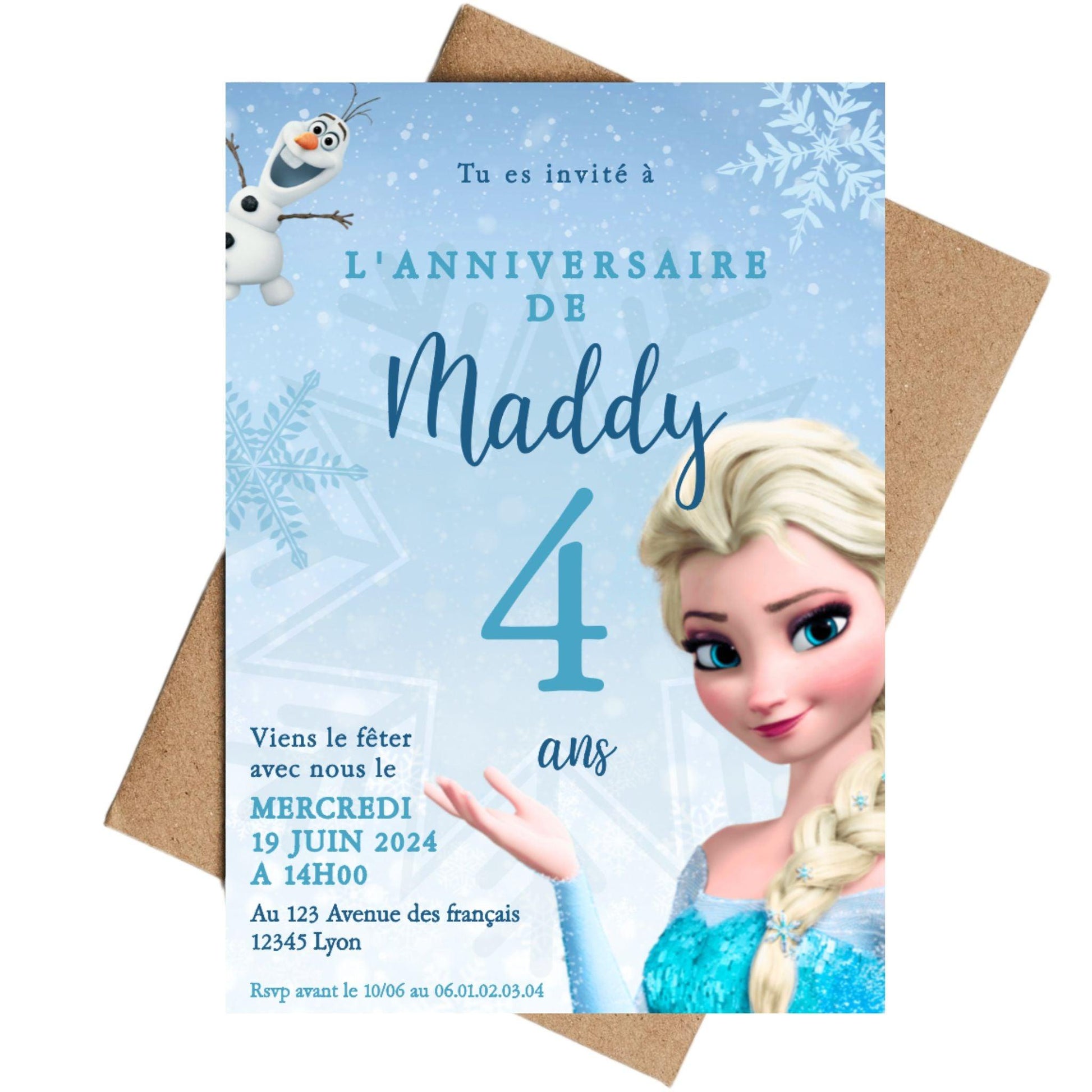 Invitations personnalisées LA REINE DES NEIGES - Papettelie