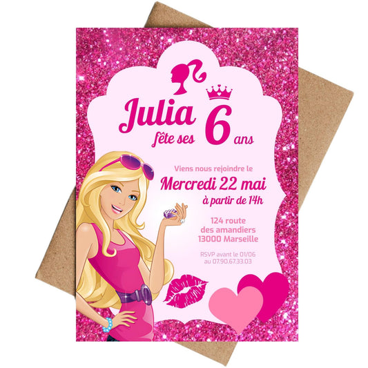 Invitations personnalisées BARBIE - Papettelie