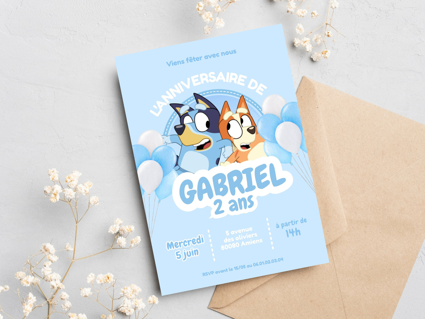 Invitations personnalisées BLUEY