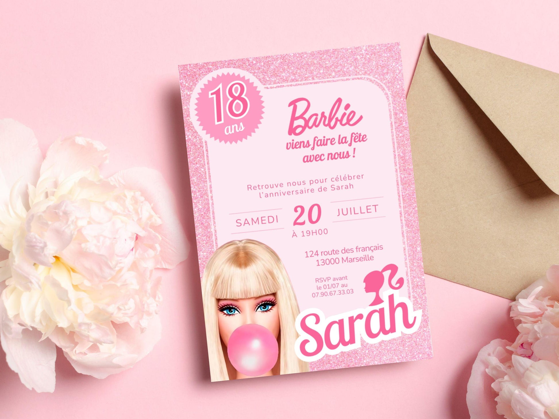 Invitations personnalisées BARBIE - Papettelie