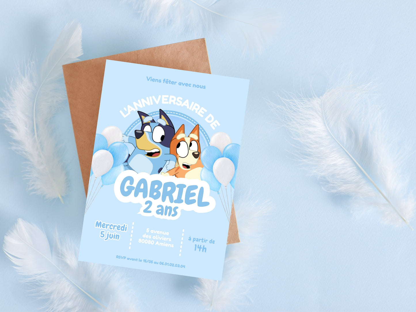 Invitations personnalisées BLUEY