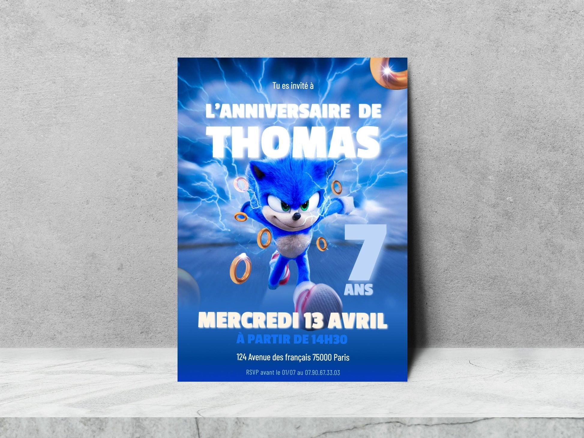 Invitations personnalisées SONIC - Papettelie