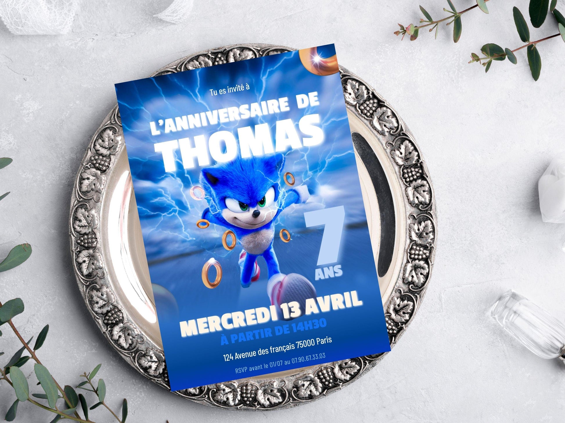 Invitations personnalisées SONIC - Papettelie