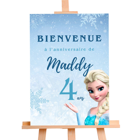 Affiche bienvenue personnalisée LA REINE DES NEIGES