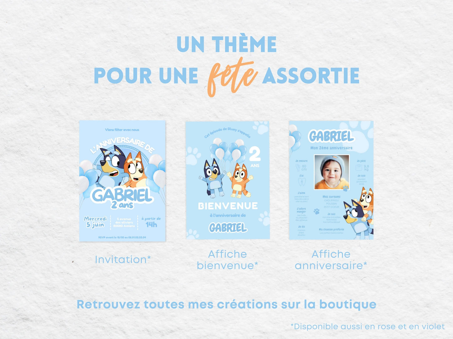 Affiche anniversaire personnalisée BLUEY ballon