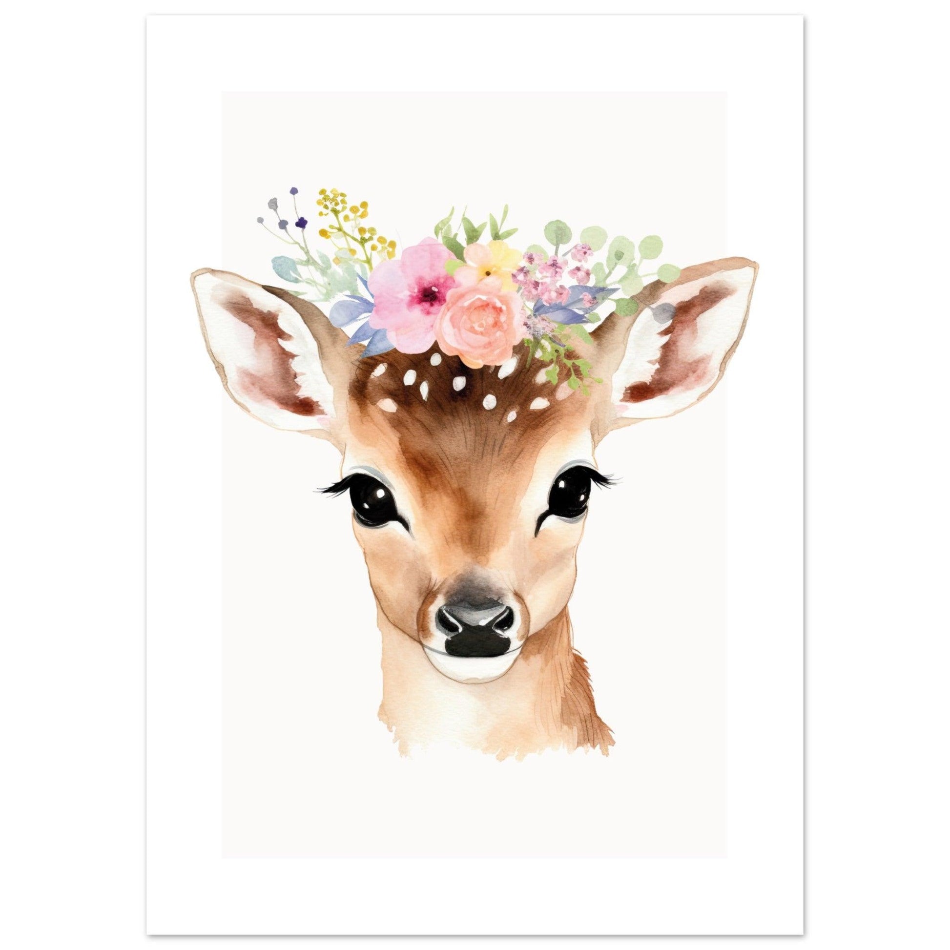 Affiche BICHE avec couronne de fleurs