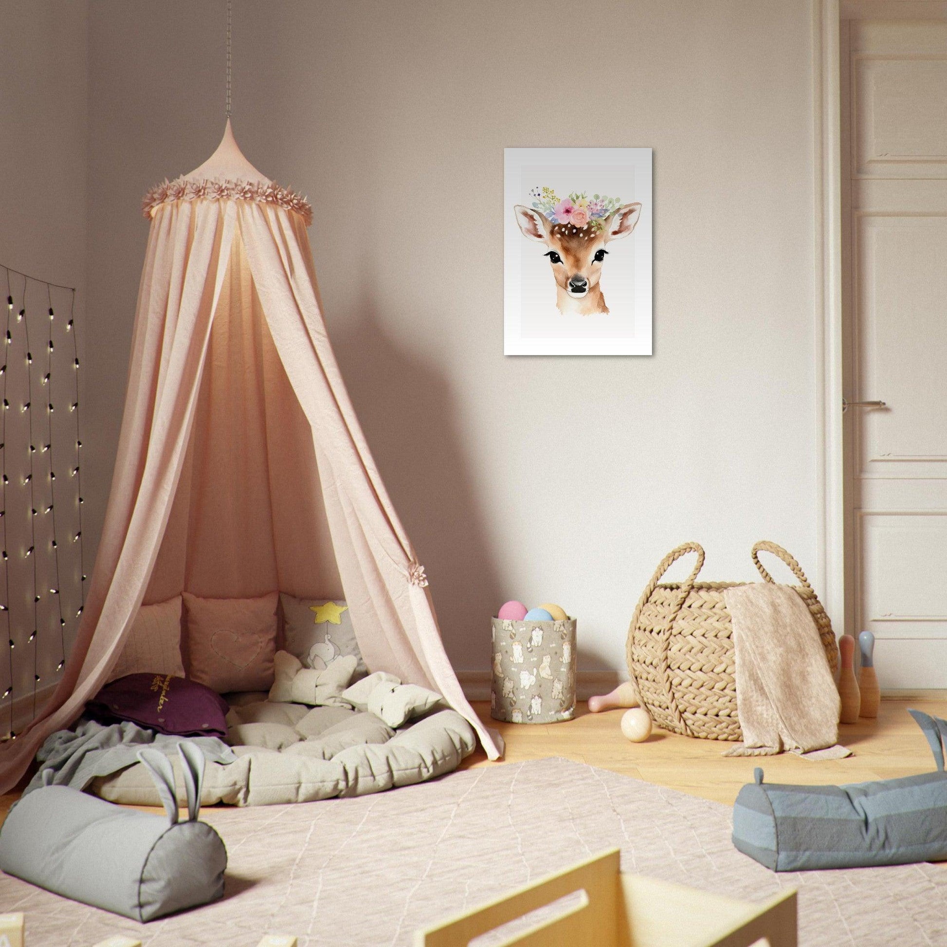 Affiche BICHE avec couronne de fleurs