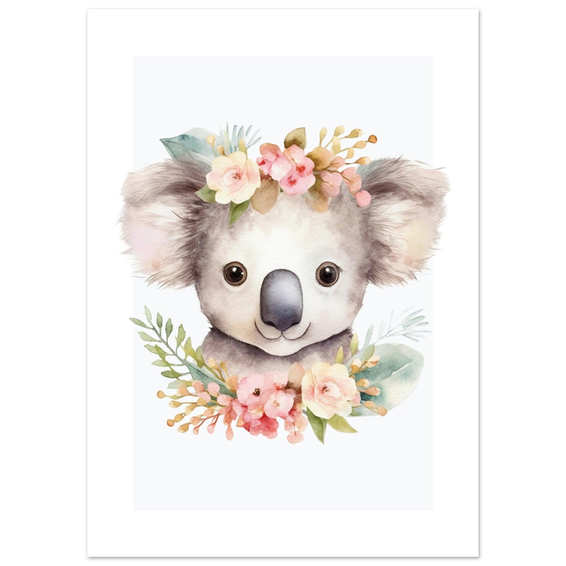 Affiche KOALA avec couronne de fleurs décoration chambre enfant bébé