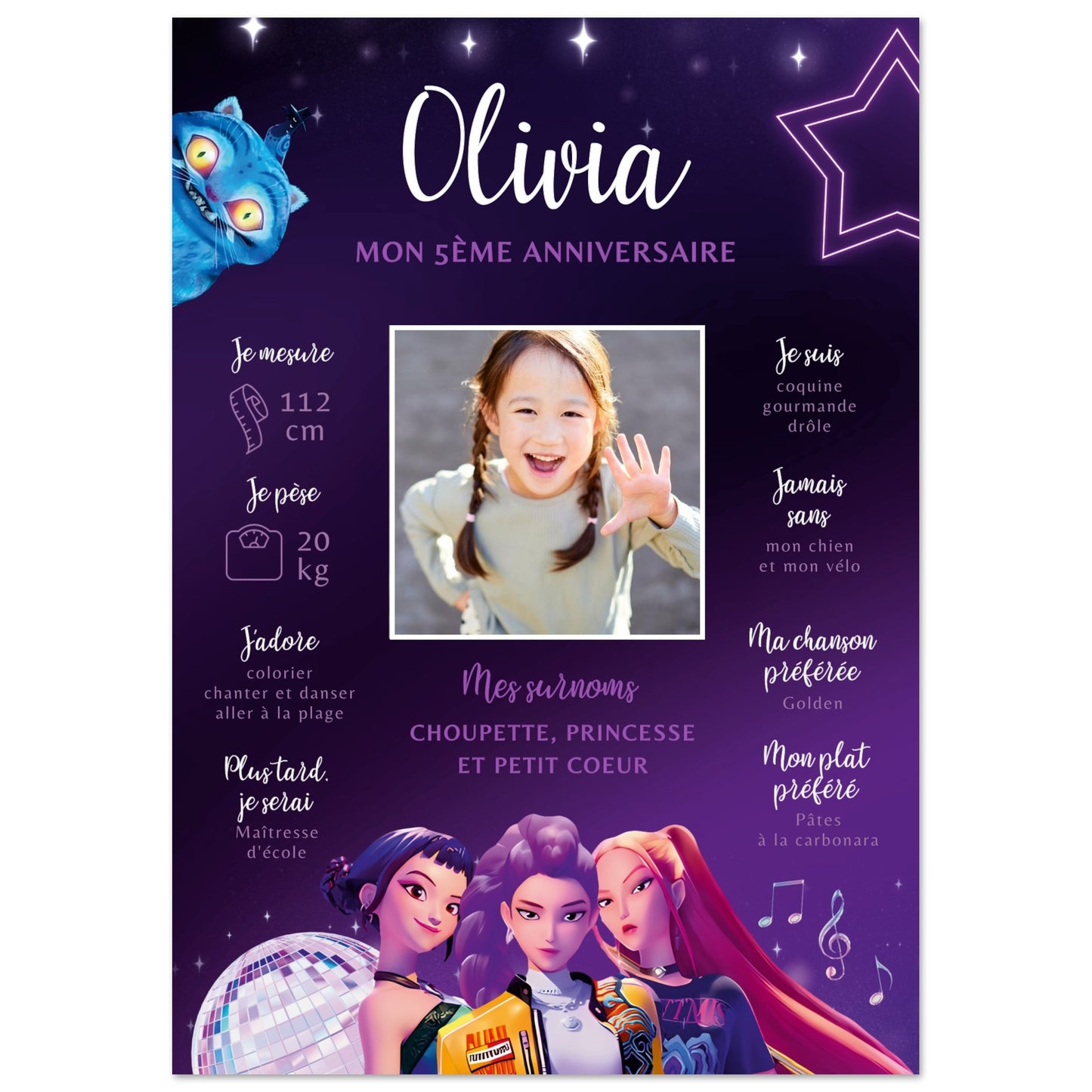 Affiche anniversaire personnalisée KPOP DEMON HUNTERS