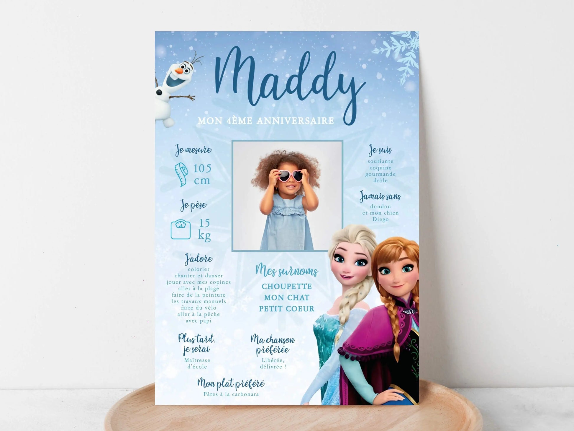 Affiche anniversaire personnalisée LA REINE DES NEIGES