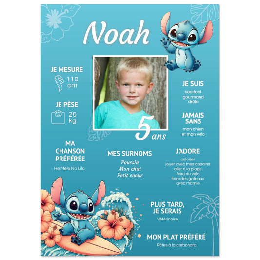 Affiche anniversaire personnalisée STITCH
