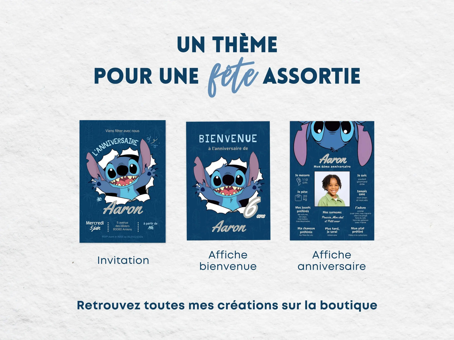 Pack anniversaire personnalisée STITCH bleue