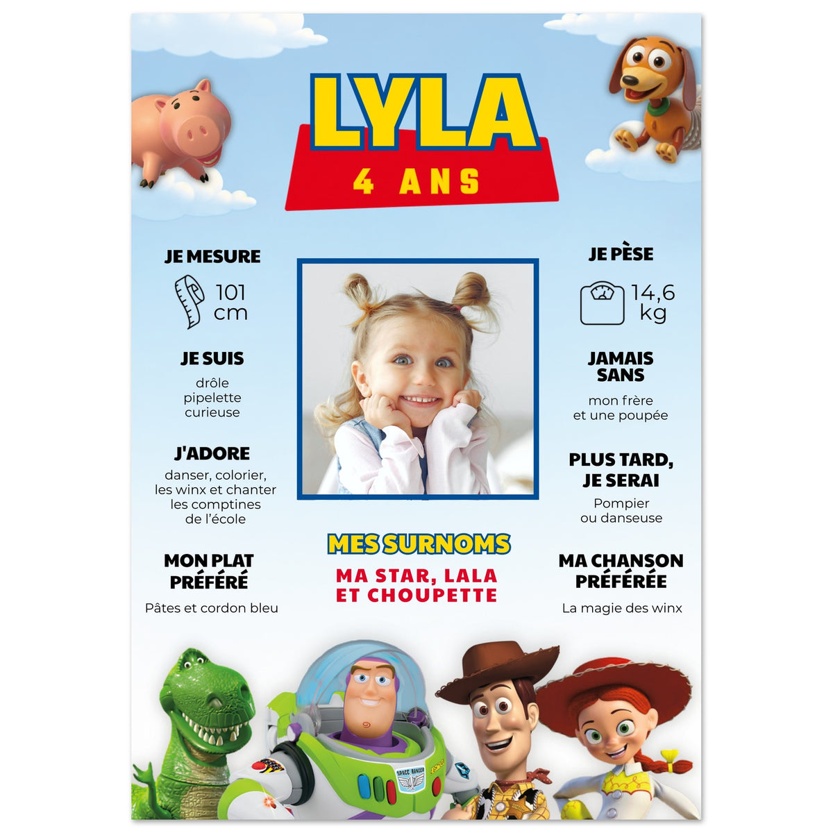 Affiche anniversaire personnalisée TOY STORY