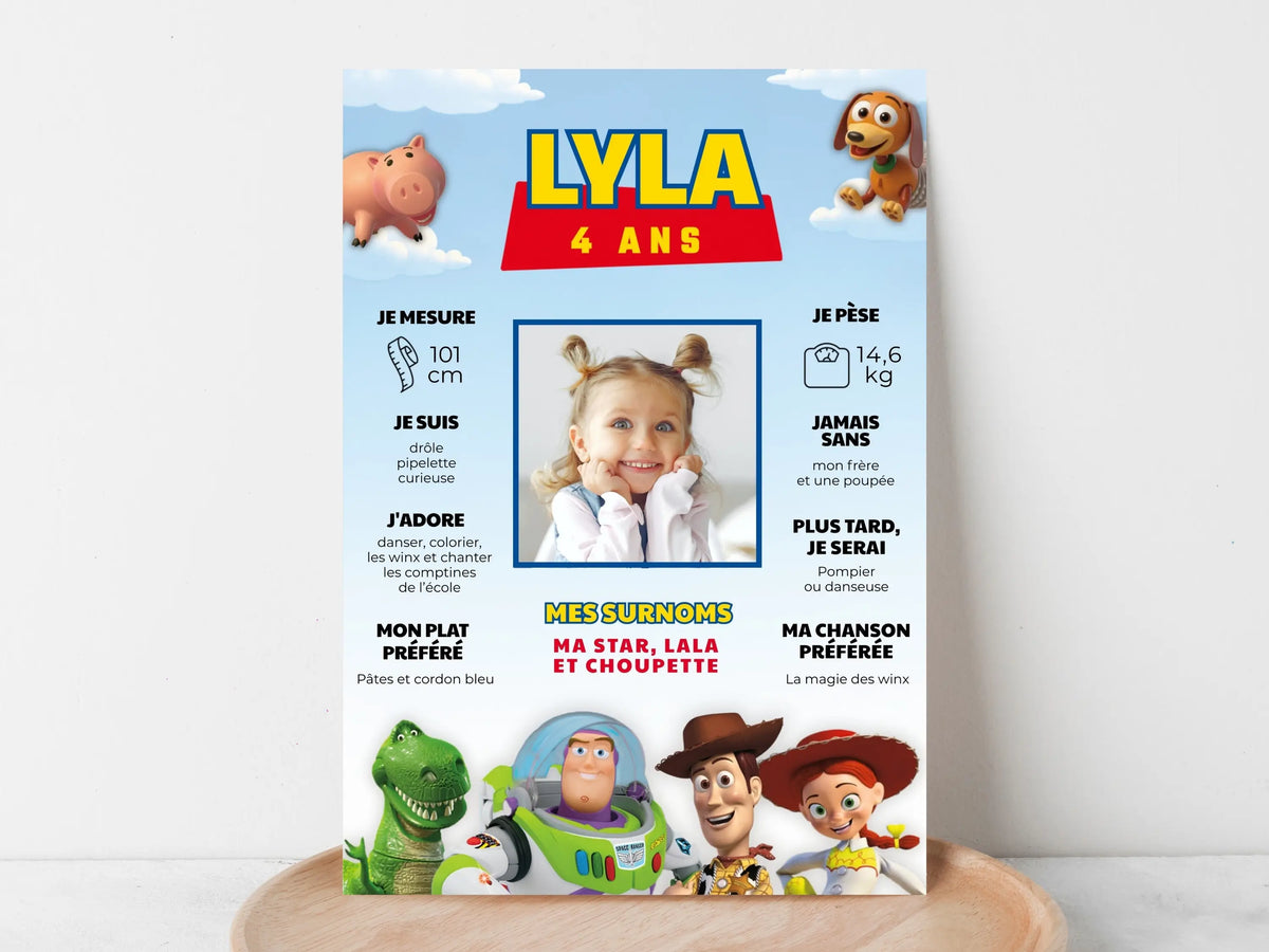 Affiche anniversaire personnalisée TOY STORY
