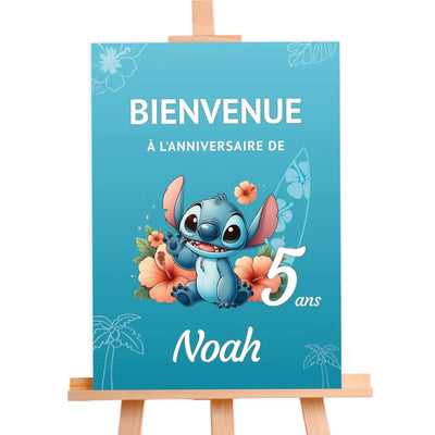 Affiche bienvenue anniversaire personnalisée STITCH